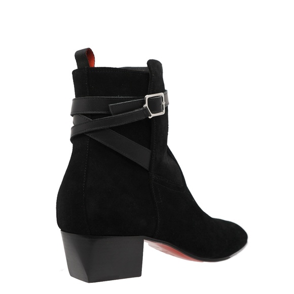 Christian Louboutin Rosalio Jodhpur Boots Black Suede Leather Size 11 US New